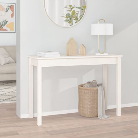 Vidaxl – Table console blanche 110x40x75 cm en bois massif de pin – Élégante et robuste – Fixation murale incluse pour sécurité