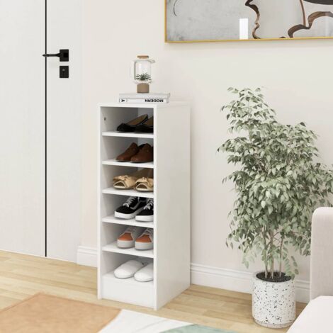 Vidaxl – Meuble à chaussures blanc 31,5x35x90 cm – 6 compartiments – Montage au sol ou au mur – Aggloméré durable pour rangement optimal