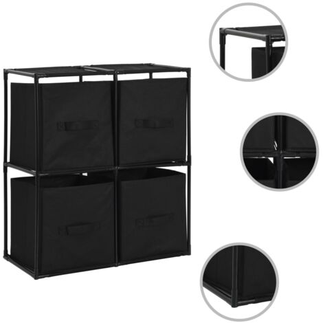 Vidaxl – Armoire de rangement avec 4 paniers en tissu noir – Dimensions 63x30x71cm – Structure en acier légère et élégante (1/6)