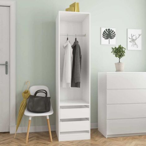 Vidaxl – Garde-robe blanche 50x50x200 cm avec 2 tiroirs – Bois d'ingénierie – Design minimaliste et surface facile à nettoyer (1/7)