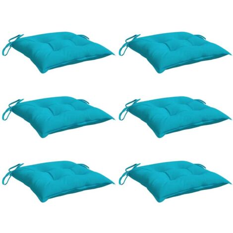 vidaXL Coussins de chaise lot de 6 turquoise 40x40x7 cm tissu (1/6)