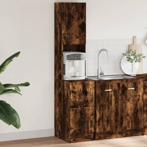 vidaXL Armoire de cuisine chêne fumé 35x50x180 cm bois d'ingénierie (1/5)