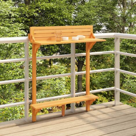 Vidaxl – Table de bar en bois d'acacia massif 90x37x122,5 cm – Supports métalliques inclus – Repose-pied intégré pour confort optimal (1/5)