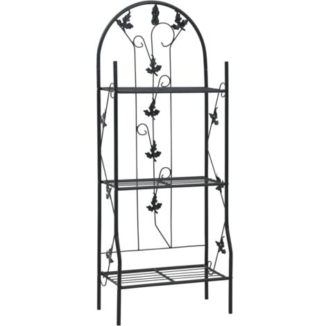 Support à plantes 3 niveaux Noir 52x28x128 cm Fer vidaXL (1/5)