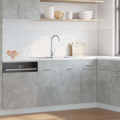 Vidaxl – Meuble sous-évier Lyon gris béton 80 x 46 x 81,5 cm – Bois composite résistant à l'humidité – 2 portes – Rangement optimisé