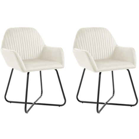 vidaXL Chaises à manger lot de 2 Crème Velours (1/5)