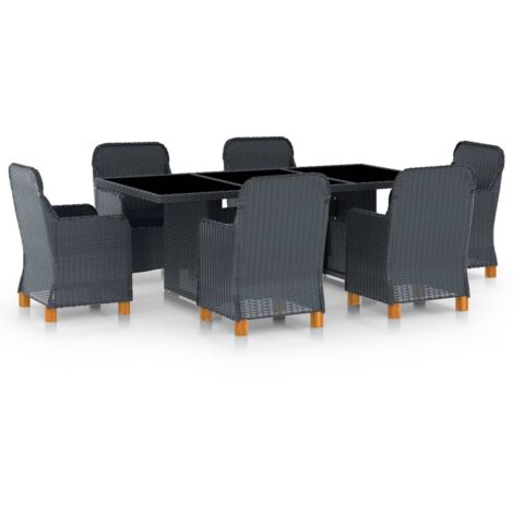 vidaXL Ensemble à manger d'extérieur et coussins 7 pcs résine tressée (1/5)