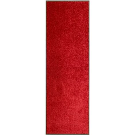 Vidaxl – Paillasson lavable rouge 60x180 cm – 100% polyamide – Support PVC antidérapant – Absorption 2,5 L/m² – Lavable en machine