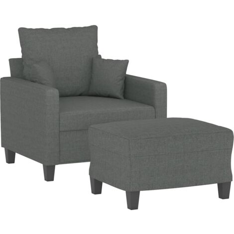 Fauteuil avec repose-pied Gris foncé 60 cm Tissu vidaXL (1/5)