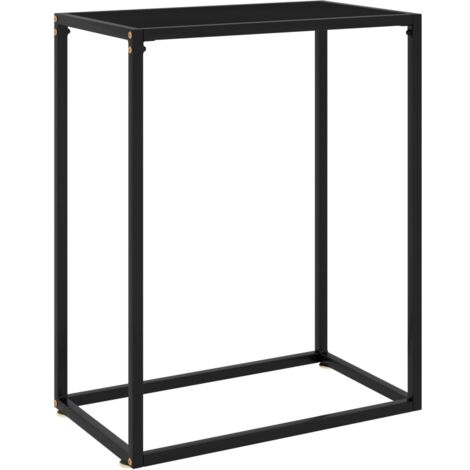 Vidaxl – Table console en verre trempé 60x35x75 cm – Acier enduit de poudre – Style moderne – Noir pour salon ou entrée