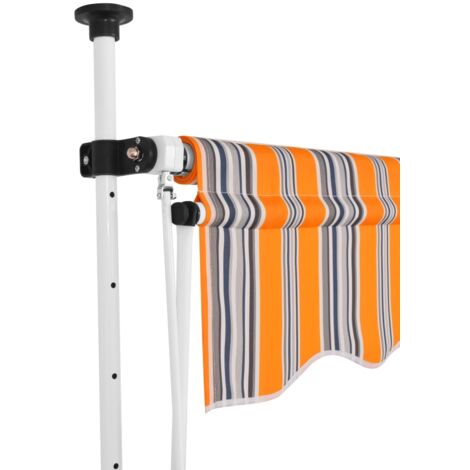 Vidaxl – Auvent rétractable manuel 100 cm – Rayures jaunes et bleues – Hydrofuge et anti-salissure – Installation flexible 200-300 cm
