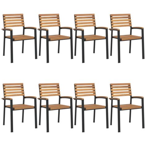 Chaises de jardin empilables lot de 8 bois d'acacia et métal vidaXL
