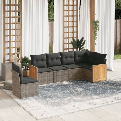 vidaXL Salon de jardin 6 pcs avec coussins gris résine tressée (1/5)