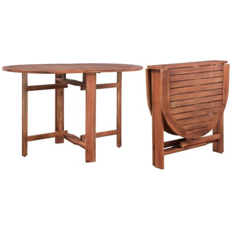 Vidaxl – Table de jardin ovale en bois d'acacia massif 120x70x74 cm – Pliable et résistante aux intempéries – Pour repas en extérieur