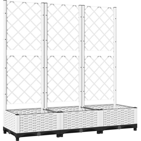 Vidaxl – Jardinière avec treillis blanc 120x40x121,5 cm – Polypropylène résistant – Support optimal pour plantes grimpantes – Montage facile