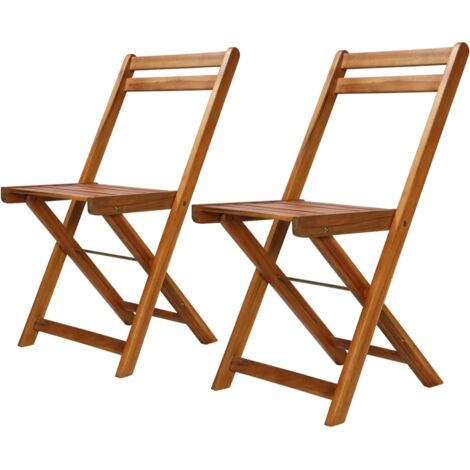 Vidaxl – Chaises de bistro d'extérieur pliables – Lot de 2 – Bois d'acacia massif – Repose-pieds confortables – Charge maximale 110 kg (1/10)