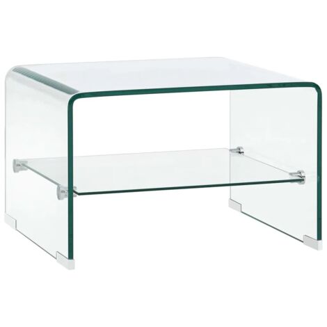 Vidaxl – Table basse relevable en verre trempé 50x45x33 cm – Étagère intégrée pour rangement – Design contemporain et minimaliste