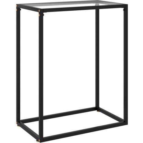 Vidaxl – Table console en verre trempé 60x35x75 cm – Design transparent – Structure acier enduit de poudre – Facile à nettoyer