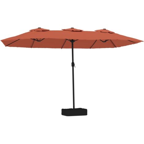 vidaXL Double-Head Garden Parasol with LEDs Terracotta 449x265 cm