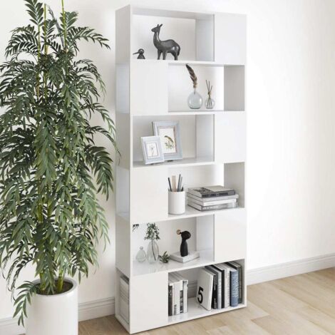 vidaXL Bibliothèque/Séparateur de pièce Blanc Bois d'ingénierie (1/6)