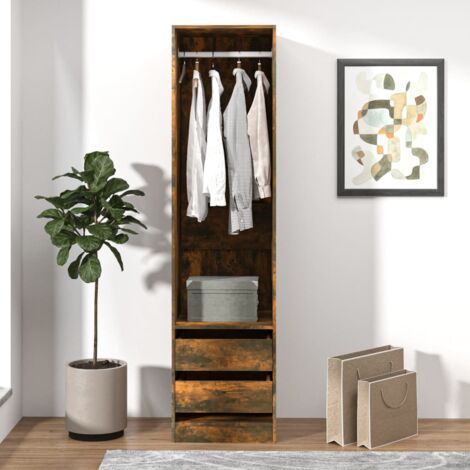 vidaXL Armoire avec tiroirs Chêne fumé 50x50x200 cm Bois