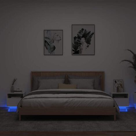 Armoires de chevet avec lumières LED 2 pcs blanc 40x39x37 cm vidaXL (1/5)