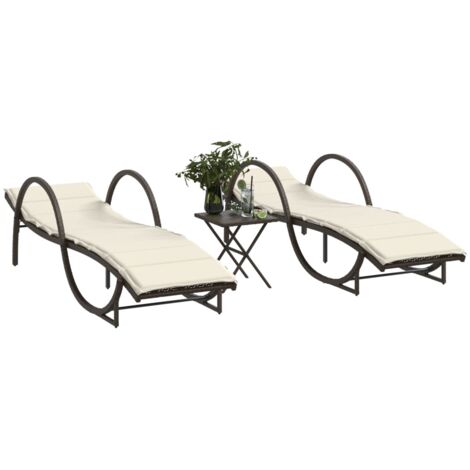 Chaises longues lot de 2 avec table marron résine tressée vidaXL (1/5)