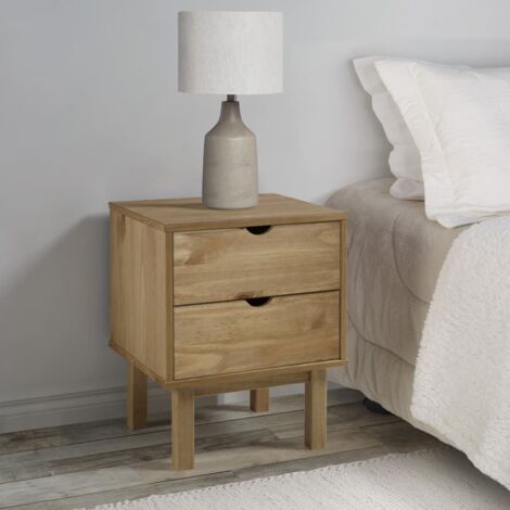 Vidaxl – Table de chevet scandinave 45x39x57 cm – Bois de pin massif – 2 tiroirs – Grand espace de rangement – Armoire multifonctionnelle