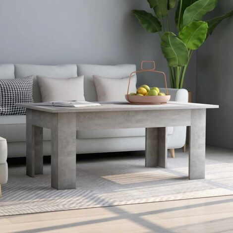 Vidaxl – Table basse fixe en aggloméré gris béton 100x60x42 cm – Surface large pour boissons et livres – Facile à assembler et à nettoyer