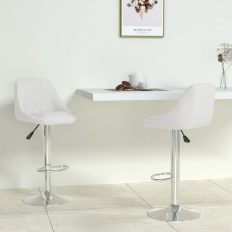 vidaXL Tabourets de bar lot de 2 blanc similicuir (1/5)