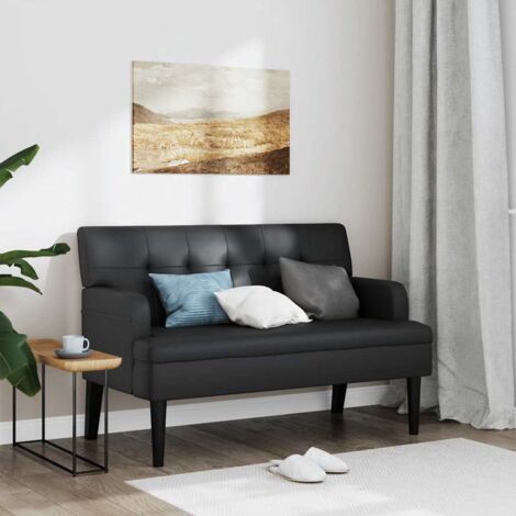 Vidaxl – Banc avec dossier noir 112x65,5x75 cm – Similicuir résistant aux taches – Assise rembourrée pour confort – Charge maximale 110 kg