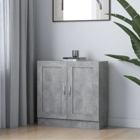Vidaxl – Bibliothèque gris béton 82,5x30,5x80 cm – Bois d'ingénierie – 2 compartiments – Rangement pour livres et objets décoratifs