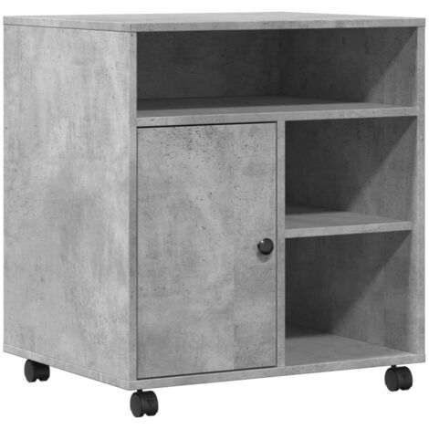 vidaXL Support d'imprimante avec roulettes gris béton 60x50x67 cm