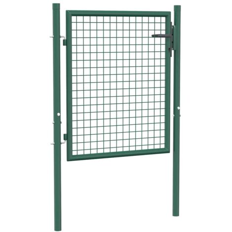Vidaxl – Portail de clôture en acier 100x75 cm vert – Construction en acier enduit de poudre – Verrouillable avec 3 clés – 2 poteaux avec charnières - vidaXL25104
