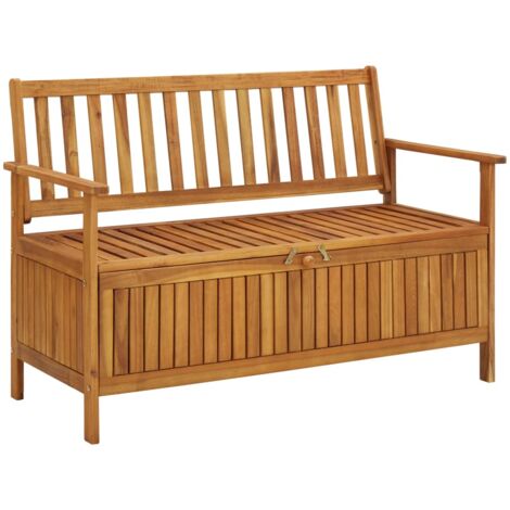 Vidaxl – Banc de jardin 120 cm en bois d'acacia massif – Rangement sous le siège – Dimensions 120x63x84 cm – Confort avec accoudoirs