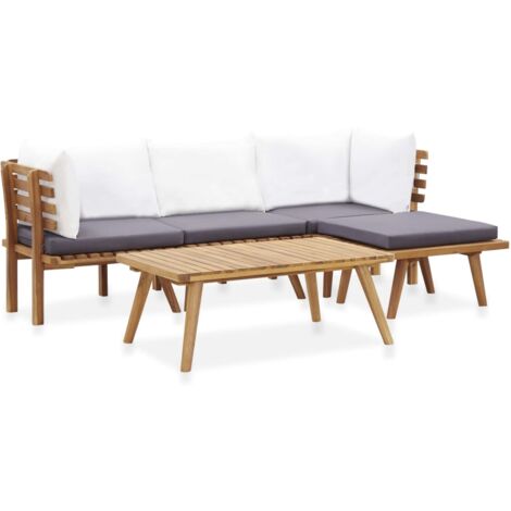 Vidaxl – Ensemble repas de jardin 5 pcs en bois d'acacia massif – Canapés d'angle et table basse – Housses en polyester 100% – Dimensions optimisées (1/6)