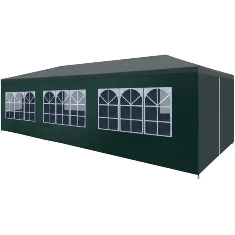 Vidaxl – Tente de réception 3 x 9 m – Structure en acier – Résistante aux UV et à l'eau – Panneaux latéraux avec fenêtres décoratives