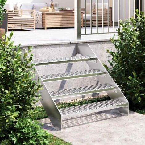 Vidaxl – Escalier en caillebotis 90x24x7 cm – Acier galvanisé antidérapant – Pour environnements extérieurs – Installation facile avec boulons