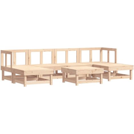 Vidaxl – Salon de jardin 7 pcs en bois de pin massif – Dimensions canapé 61x61x62 cm – Capacité 110 kg par siège – Design modulaire (1/5)