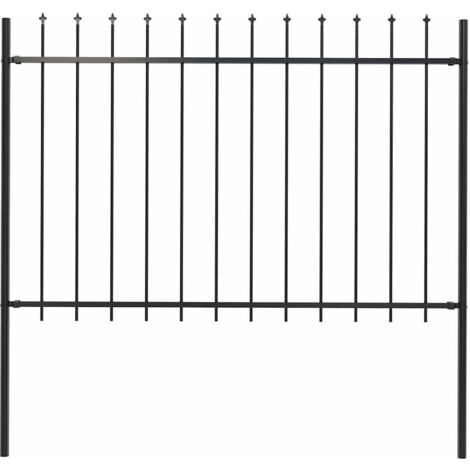 Vidaxl – Clôture en acier enduit de poudre 1,7 x 1,2 m – Panneau avec pointes de lance – 2 poteaux inclus – Barrière sécuritaire durable