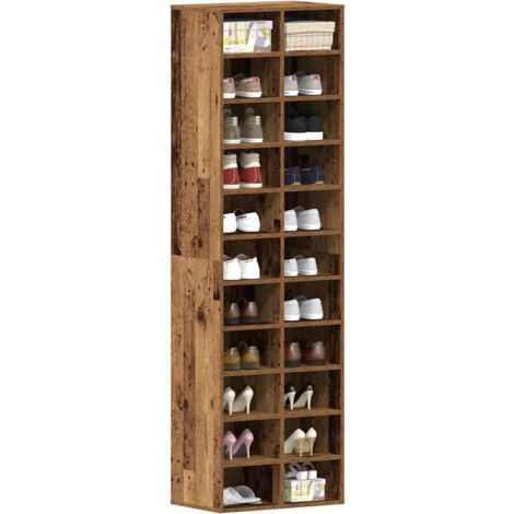 Vidaxl – Armoire à chaussures vieux bois 54x34x183 cm – Bois d'ingénierie durable – 22 étagères – Design élégant pour intérieur moderne