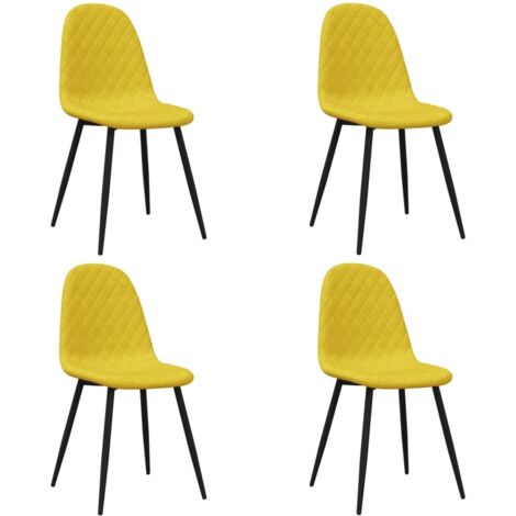 vidaXL Chaises à manger lot de 4 Jaune moutarde Velours (1/7)