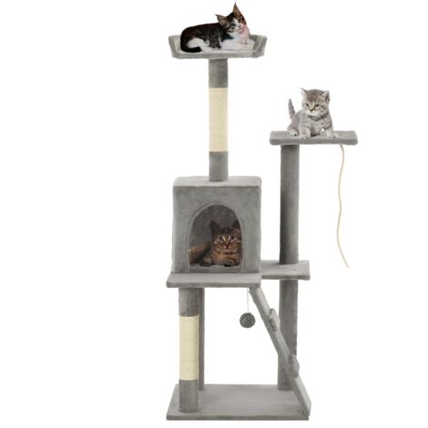 vidaXL Arbre à chat avec griffoirs en sisal 120 cm Gris (1/5)