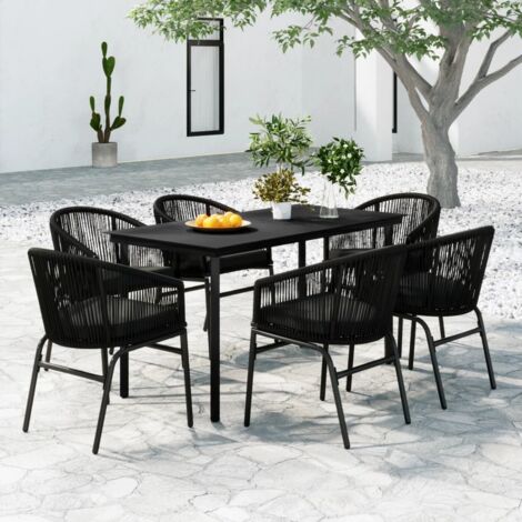 Ensemble à manger de jardin 7 pcs Noir vidaXL