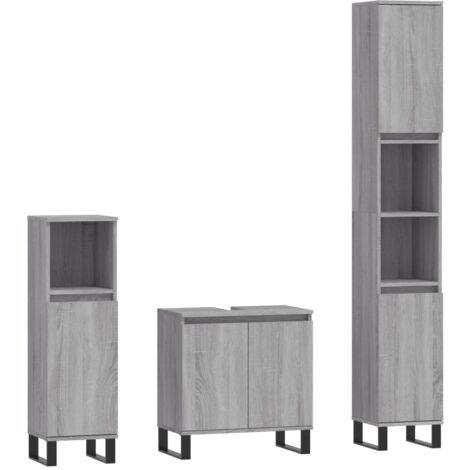 Ensemble d'armoires de salle de bain 3 pcs sonoma gris vidaXL (1/5)
