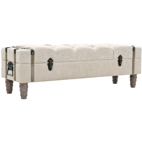 Vidaxl – Banc de rangement en bois de sapin massif et acier – Dimensions 111x34x37 cm – Assise rembourrée et tapissée – Facile à assembler
