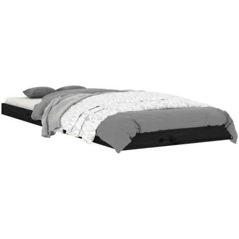 Cadre de lit sans matelas noir 75x190 cm bois de pin massif vidaXL