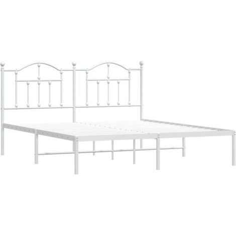 Cadre de lit métal sans matelas et tête de lit blanc 180x200 cm vidaXL (1/5)