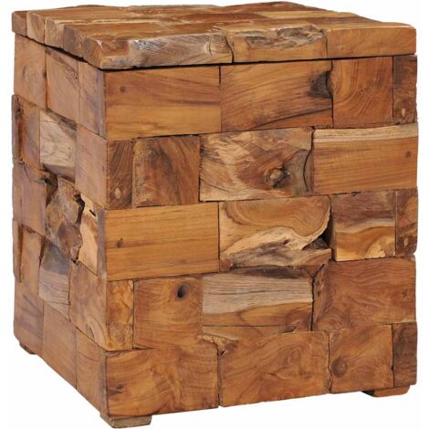 Vidaxl – Tabouret de rangement en bois de teck massif – Dimensions 40 x 40 x 45 cm – Espace de rangement couvert – Pour intérieur et extérieur