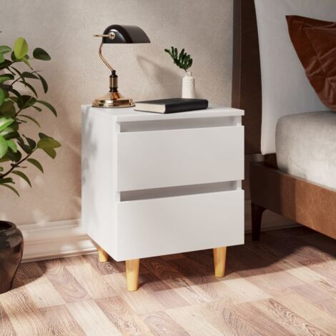 Vidaxl – Table de chevet scandinave avec 2 tiroirs – Bois d'ingénierie et pin massif – Dimensions 40x35x50 cm – Couleur blanche